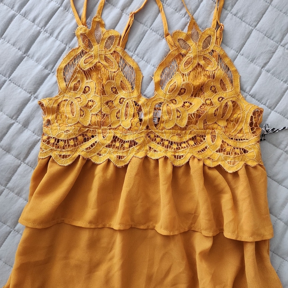 GOLD, YELLOW BABYDOLL CAMI TOP